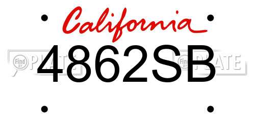 4862SB California License Plate