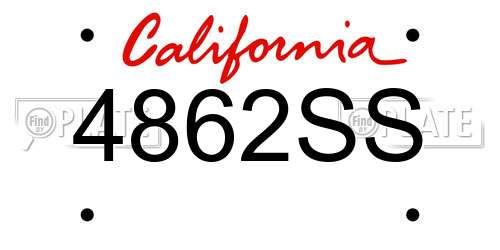 4862SS California License Plate