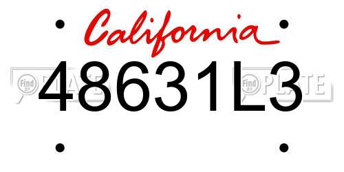 48631L3 California License Plate