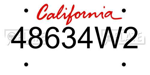48634W2 California License Plate