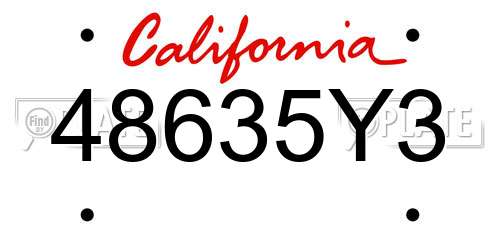 48635Y3 California License Plate