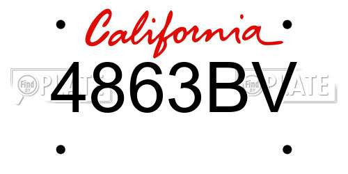 4863BV California License Plate