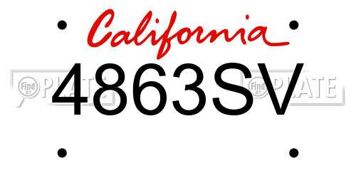 4863SV California License Plate