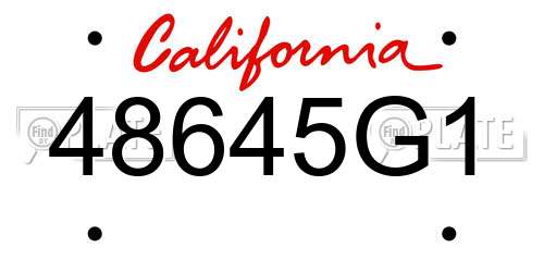48645G1 California License Plate