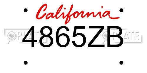 4865ZB California License Plate