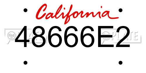 48666E2 California License Plate