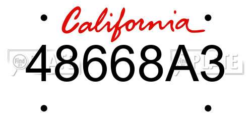 48668A3 California License Plate