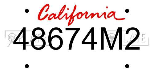 48674M2 California License Plate