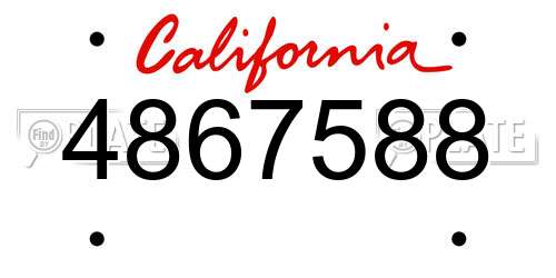 4867588 California License Plate