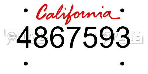 4867593 California License Plate