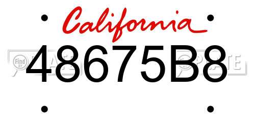 48675B8 California License Plate