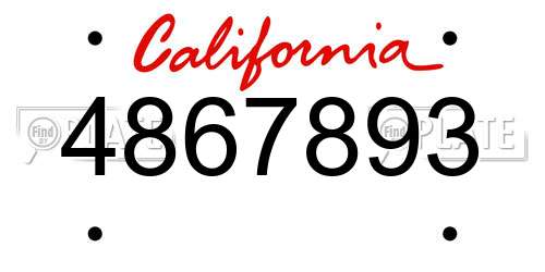 4867893 California License Plate
