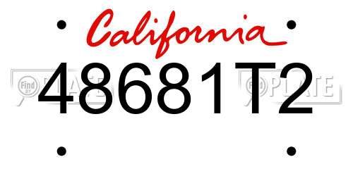 48681T2 California License Plate