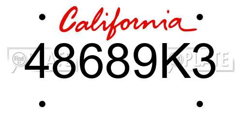 48689K3 California License Plate