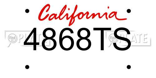 4868TS California License Plate