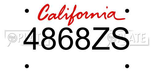 4868ZS California License Plate