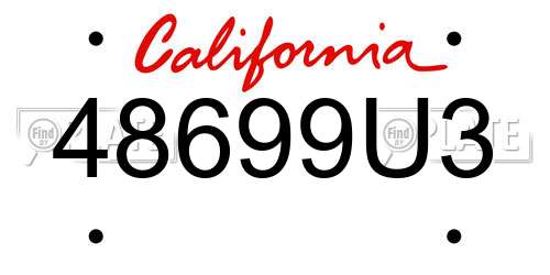 48699U3 California License Plate