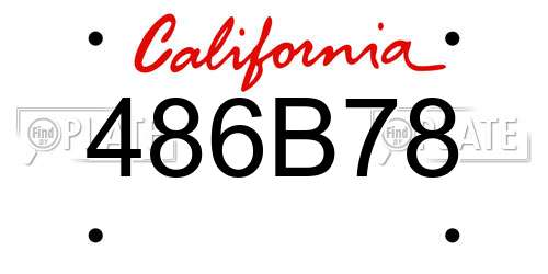 486B78 California License Plate