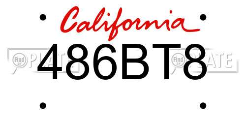 486BT8 California License Plate