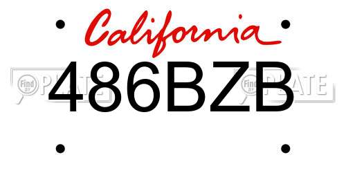 486BZB California License Plate