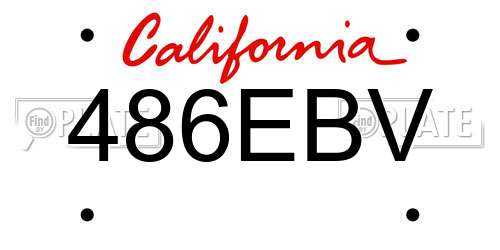 486EBV California License Plate