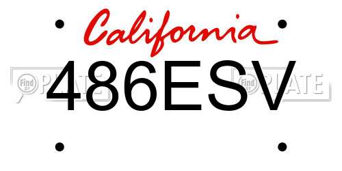 486ESV California License Plate
