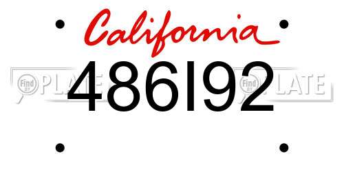 486I92 California License Plate
