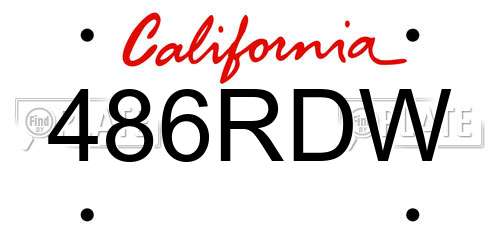 486RDW California License Plate