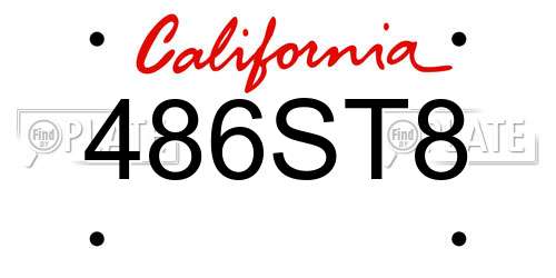 486ST8 California License Plate