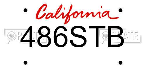 486STB California License Plate