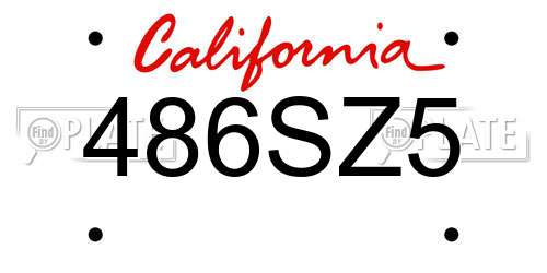 486SZ5 California License Plate