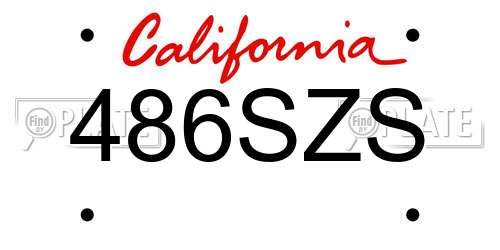 486SZS California License Plate