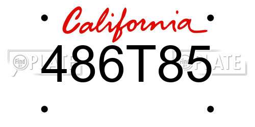 486T85 California License Plate