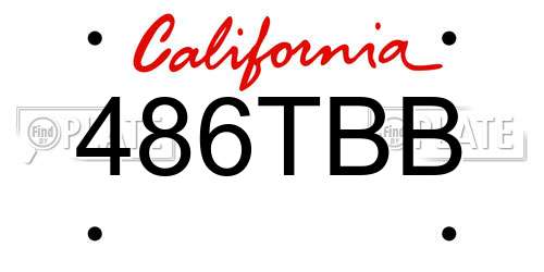 486TBB California License Plate