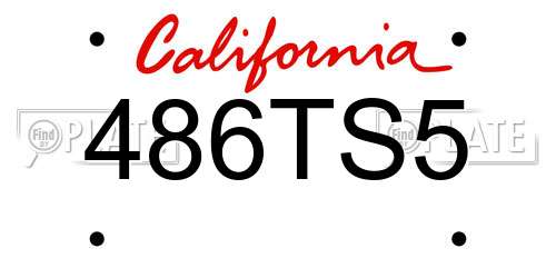 486TS5 California License Plate
