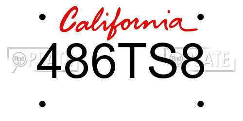 486TS8 California License Plate