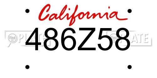 486Z58 California License Plate
