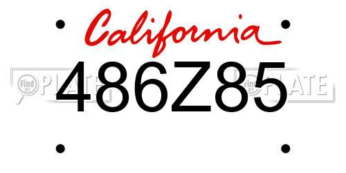 486Z85 California License Plate