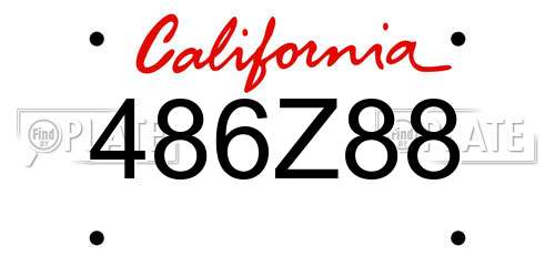 486Z88 California License Plate