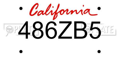 486ZB5 California License Plate