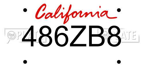 486ZB8 California License Plate
