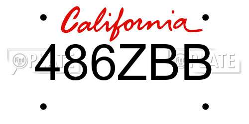 486ZBB California License Plate