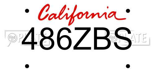 486ZBS California License Plate