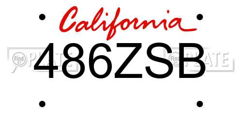 486ZSB California License Plate