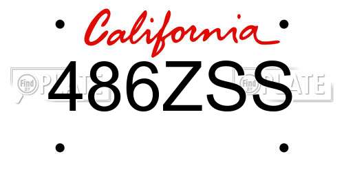 486ZSS California License Plate