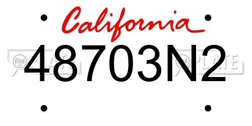 48703N2 California License Plate