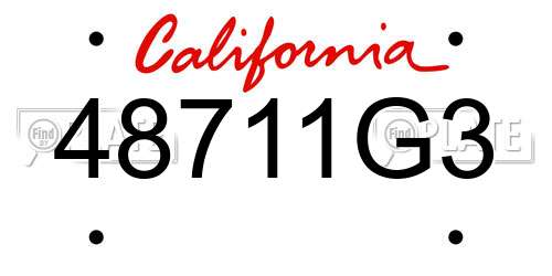 48711G3 California License Plate