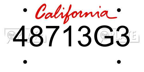 48713G3 California License Plate