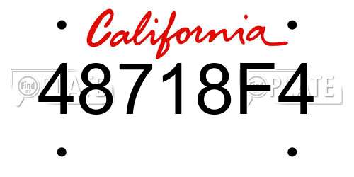 48718F4 California License Plate
