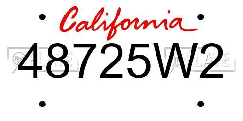 48725W2 California License Plate